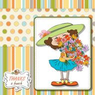 funny girl with a bunch of flowers N4