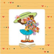 funny girl with a bunch of flowers N5