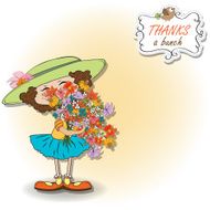 funny girl with a bunch of flowers N6