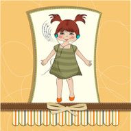 young girl listening to music on headphones and dancing N4