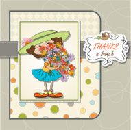 funny girl with a bunch of flowers N7
