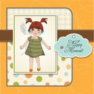 young girl listening to music on headphones and dancing N5