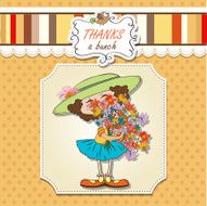 funny girl with a bunch of flowers N9