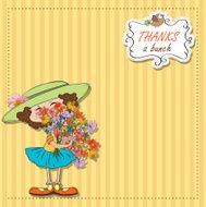 funny girl with a bunch of flowers N11