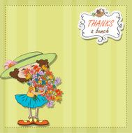 funny girl with a bunch of flowers N12