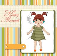 young girl listening to music on headphones and dancing N10
