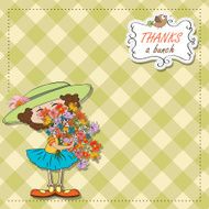 funny girl with a bunch of flowers N13