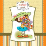 funny girl with a bunch of flowers N14