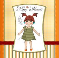 young girl listening to music on headphones and dancing N11