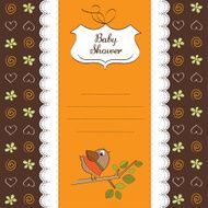 welcome baby card with funny little bird N11