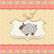 cute baby shower card with sheep N24