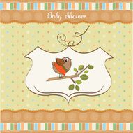 welcome baby card with funny little bird N12