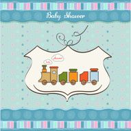 baby shower card with toy train N5