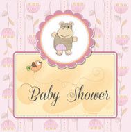 childish baby shower card with hippo toy N3