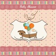 baby shower card with long dog and balloons N9