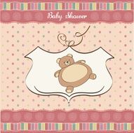 baby shower card with teddy bear toy N47