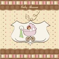 Baby girl announcement card N27