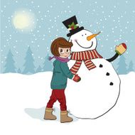 Cute little girl with snowman N2