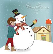 Cute little girl with snowman N3