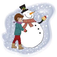 Cute little girl with snowman N4