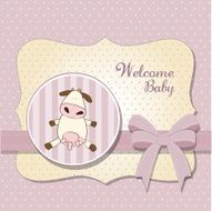 new baby girl announcement card with cow N21