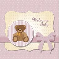 romantic baby girl announcement card with teddy bear N10