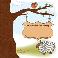 cute baby shower card with sheep N25