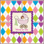 Baby girl announcement card N29