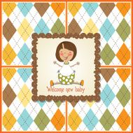 new baby girl announcement card N25