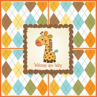 new baby announcement card with giraffe N40