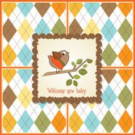 welcome baby card with funny little bird N13