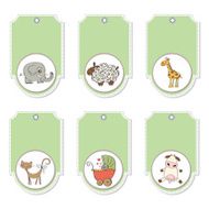 cartoon animals labels set N2