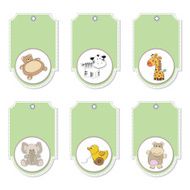 cartoon animals labels set N3