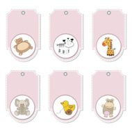 cartoon animals labels set N7