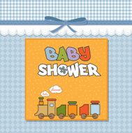 baby shower card with toy train N6