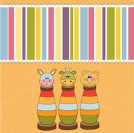 childish card with toys