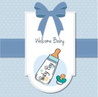 baby announcement card with milk bottle and pacifier N8