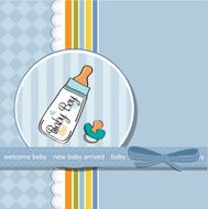 baby announcement card with milk bottle and pacifier N11
