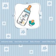 baby announcement card with milk bottle and pacifier N12