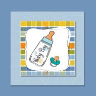 baby announcement card with milk bottle and pacifier N13