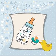 baby announcement card with milk bottle and pacifier N15