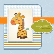 new baby announcement card with giraffe N42
