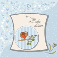 welcome baby card with funny little bird N15