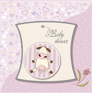 new baby girl announcement card with cow N23