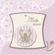 romantic baby girl announcement card N16