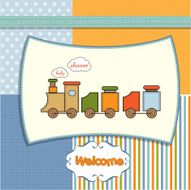 baby shower card with toy train N8
