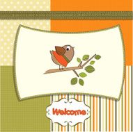 welcome baby card with funny little bird N16