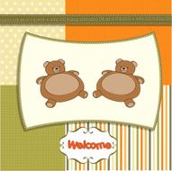 baby twins shower card with teddy