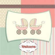delicate baby twins shower card N3