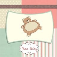 romantic baby girl announcement card with teddy bear N12